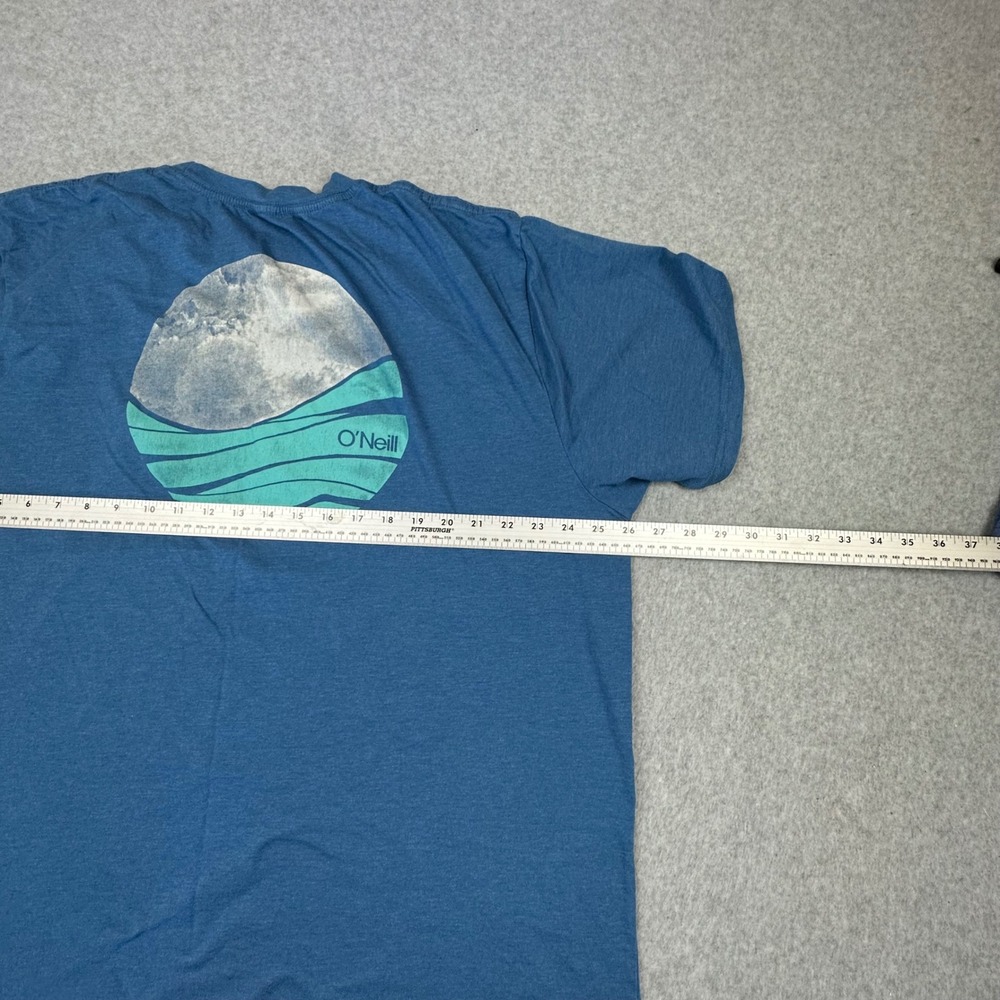 O'Neill Mens XXL Blue Heather Graphic Wave Logo Short Sleeve T-Shirt - Picture 4 of 5